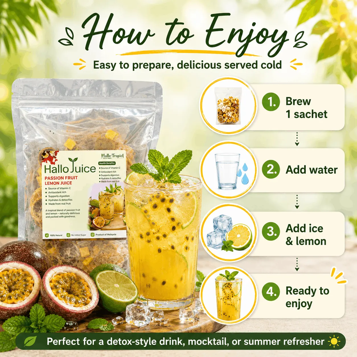 Hallo Dried Passion Fruit Lemon Juice angle 2